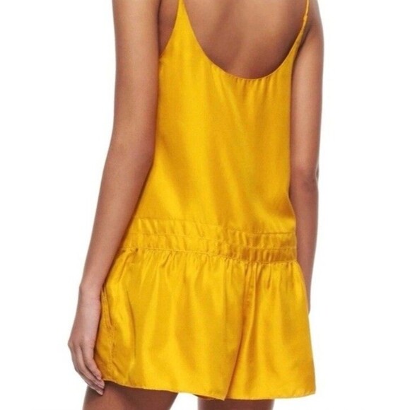 Rag & Bone Old Gold 100 % Silk Dune Romper sz 2 Spaghetti Straps Satin Pockets - Picture 10 of 12